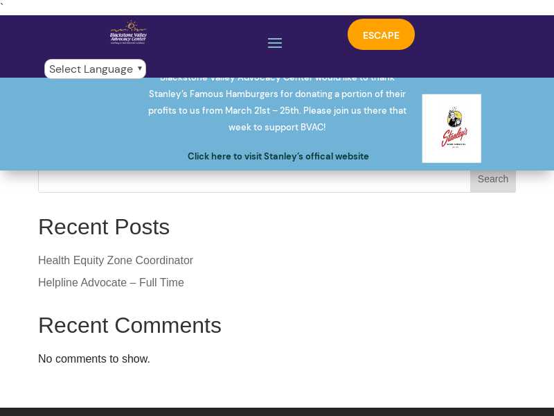 Blackstone Valley Advocacy Center Food Distribution Center P.O. Box 5643, Pawtucket, RI