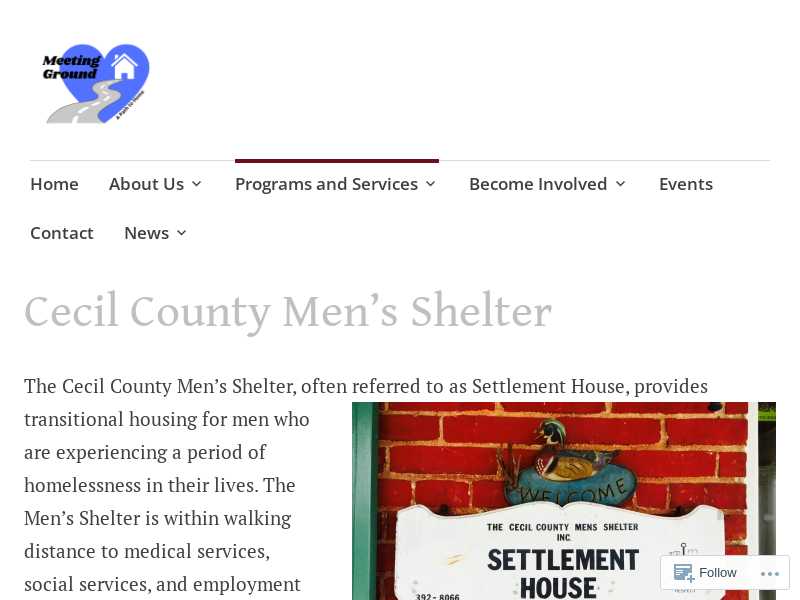Settlement House - Cecil County Men's Shelter