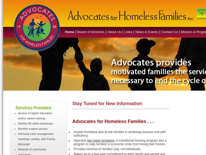 Advocates for Homeless Families - Homeless Services