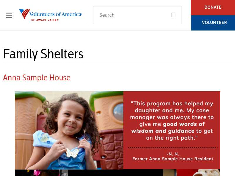 Anna Sample Family Shelter - Volunteers of America Delaware Valley