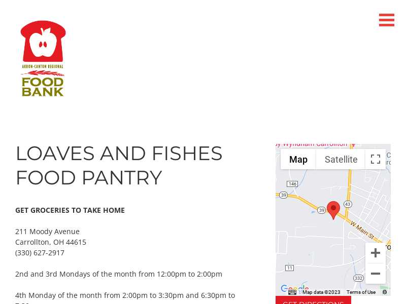 Loaves & Fishes Food Pantry 320 Moody Ave SW, Carrollton, OH