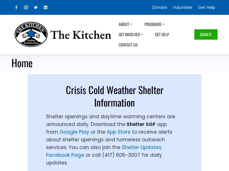 The Kitchen Inc - Emergency Shelter